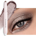 Wugbc Taupe Shimmer Eyeshadow Stick, Cream Eyeshadow Long-Lasting Crease-Proof Neutral Glitter Eye Shadow Eyeliner Pencil High Pigmented Highlighter Makeup with Blending Brush & Built-in Sharpener