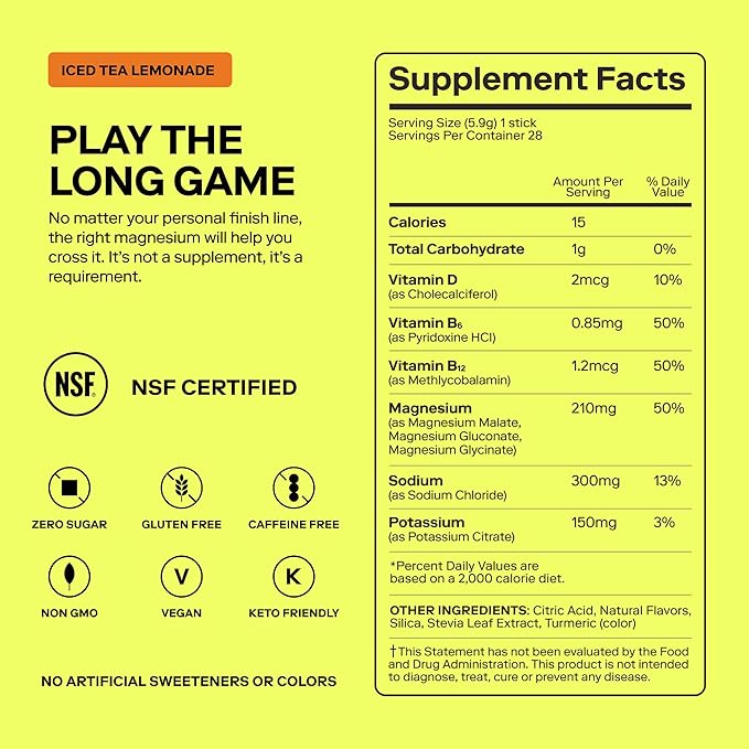 MAGNA Electrolytes Powder Drink Mix for Hydration, Energy & Focus Support (7 Servings, Tea Lemonade)