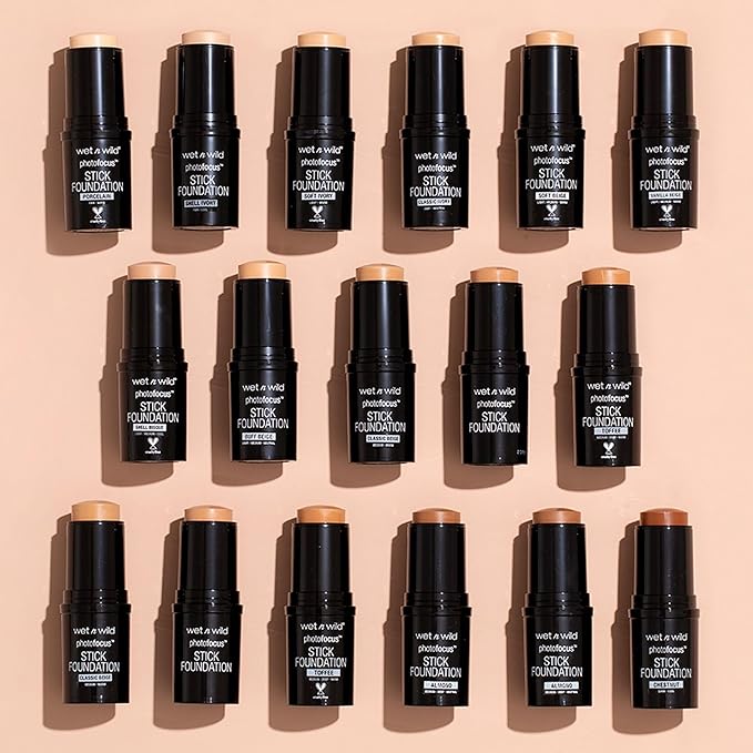 wet n wild Photo Focus Matte Foundation Stick Makeup, Shell Ivory | Vegan & Cruelty-Free