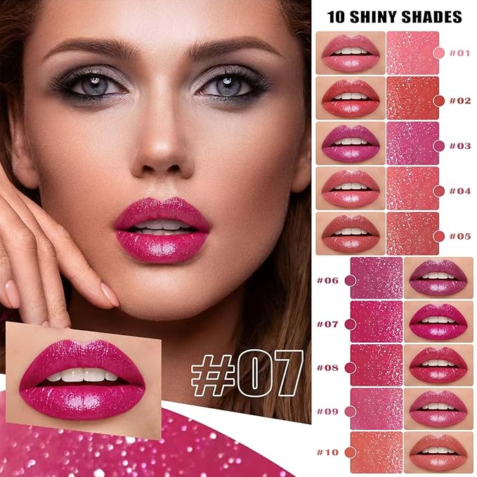 Metiplou Dark Purple Lipstick For Women Matte Nude Glitter Highly Pigmented Moisturizing Lip stick Hypoallergenic Waterproof Long Lasting Lipsticks Quick Makeup Lightweight Portable # 06