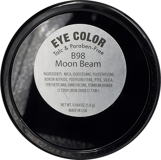 Pure Ziva Moon Beam Soft Off White Gold Shimmering Satin Pressed Powder Single Vegan Eyeshadow; Talc, Paraben & Cruelty Free