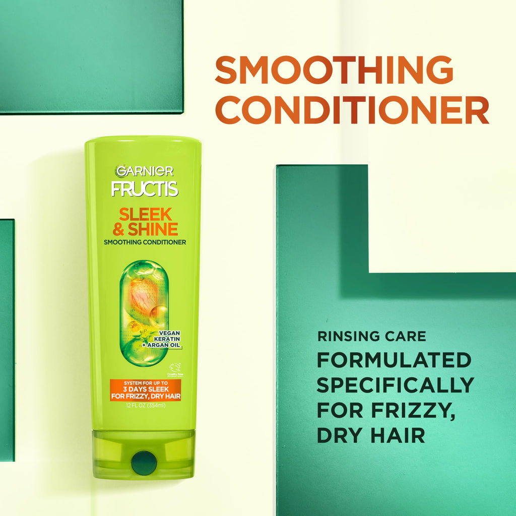 Garnier Fructis Sleek & Shine Shampoo, Conditioner + Leave-In Conditioner
