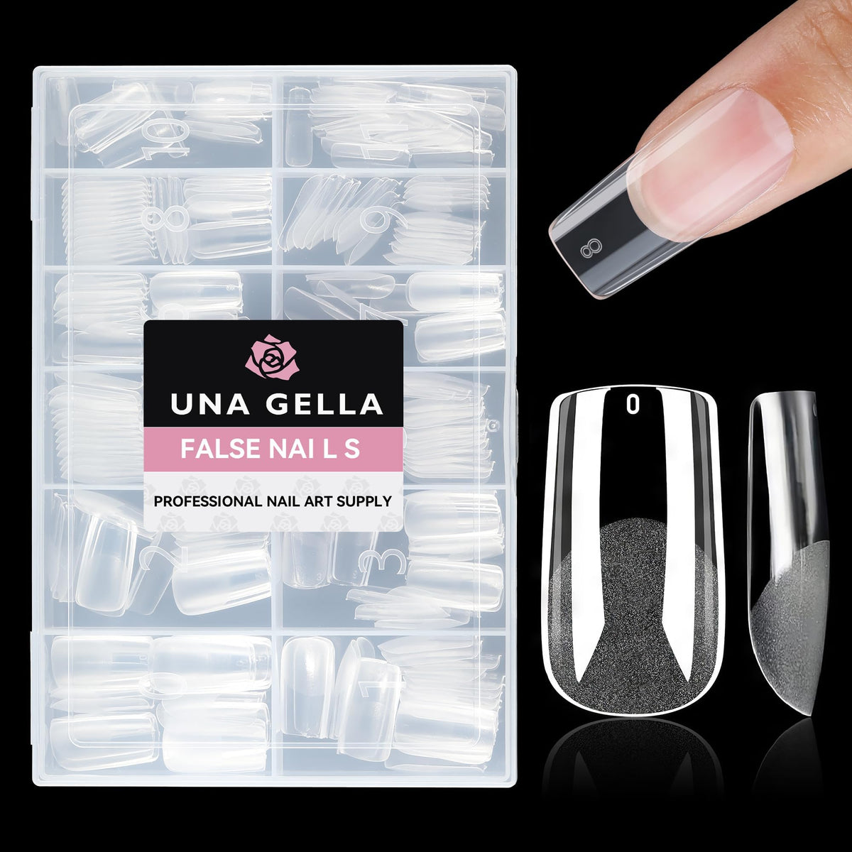 UNA GELLA Almond Nail Tips, Half Cover Almond Shape, 312PCS, 12 Sizes
