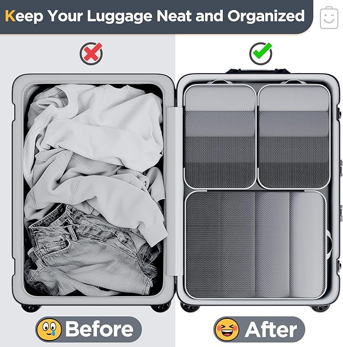 Veken 6/9/11 Set Compression Packing Cubes Garment Bags for Travel Essentials,Compressible Expandable Luggage Organizer Bags for Clothing,Space Saver Bags with Over 1000 pcs of Mesh Holes(Black)