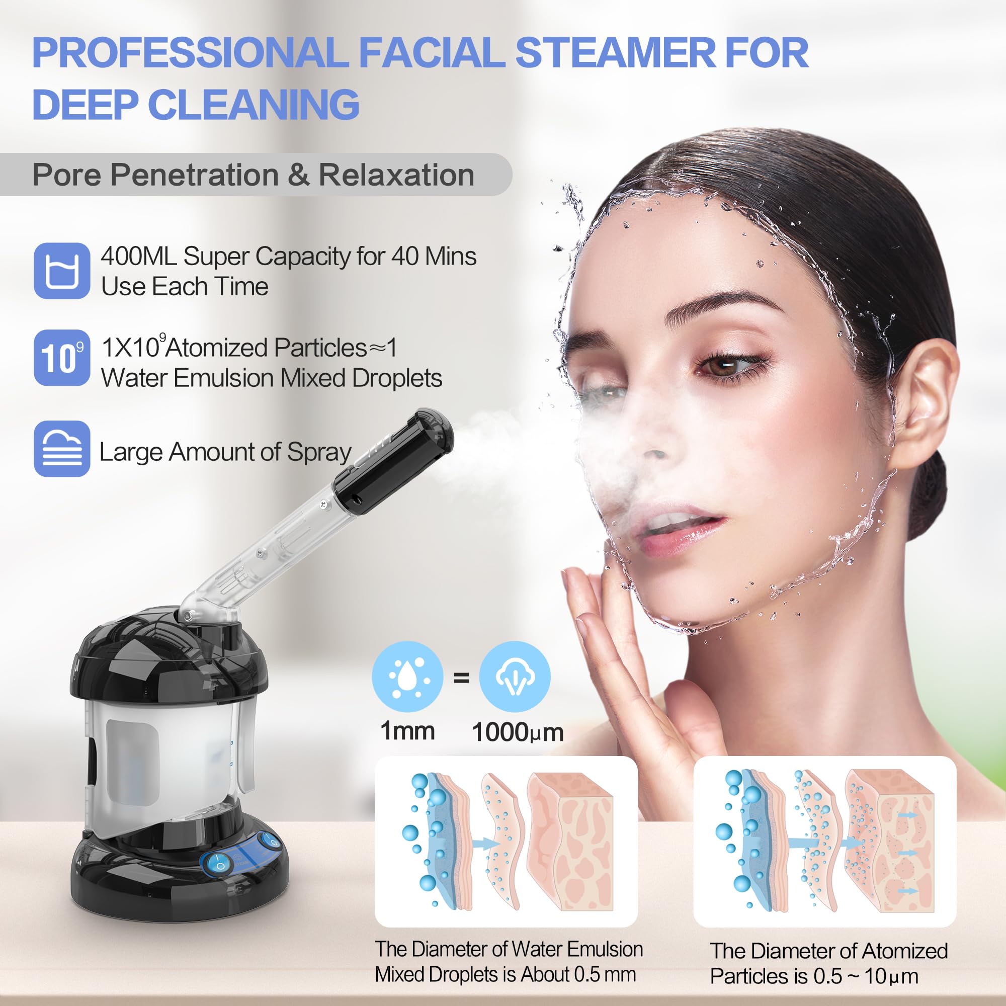 Kingsteam Nano Ionic Facial Steamer for Deep Cleansing & Home Spa
