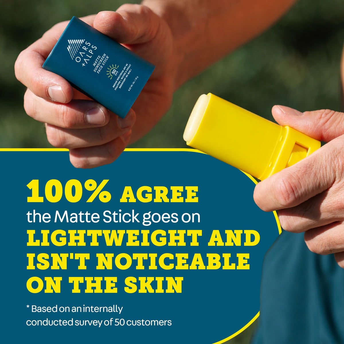 Oars + Alps SPF 50 Matte Face Sunscreen Stick, Derm Tested, 1pk,.53oz