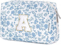 Narwey Initial Makeup Bag, Graduation Gifts for Teen Girls kids Tween, Trendy Stuff 6-18 Years Old, Personalized Monogram Travel Cosmetic Bag, Birthday Teacher Bridesmaid Mom Gifts for Women (A)
