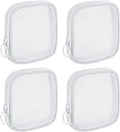 Sinzip 4 Pieces Mini Zipper Nylon Mesh Pouch, Mesh Cosmetic Bags Makeup Bags, Multipurpose Travel Toiletry Bags for Office Supplies and Travel Accessories (White, S)