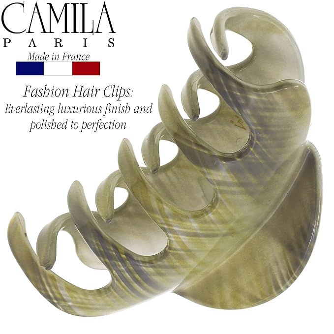 Camila Paris CP3217 French Hair Clips for Women, 3.5" Large Claw Clip Strong Hold All Day, Girl Large Claw Clips for Thick Hair, No Damage No Slip Flat Clip for Women. Made in France
