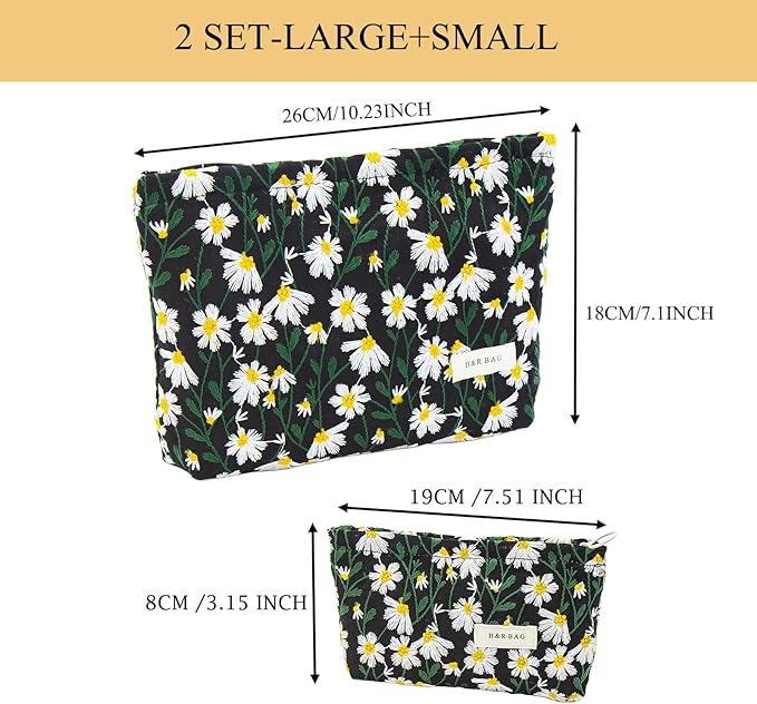 getgto 2 Pcs Makeup Bags, Large Cosmetic Bag Travel Toiletry Bag