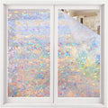 Volcanics Window Privacy Film, Stained Glass Rainbow Cling, 35.4" x 98.4"