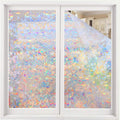 Volcanics Window Privacy Film, Stained Glass Rainbow Cling, 35.4" x 118"