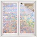 Volcanics Window Privacy Film, Stained Glass Rainbow Cling, 17.5" x 78.3"