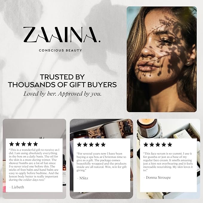 ZAAINA Birthday Spa Gifts for Women - Relaxing Luxury Birthday Spa Kit Package, Self Care Bath and Body Gift Basket for Her Birthday, Birthday Gifts for Women Mom Wife Friend Sister BFF or Co-worker