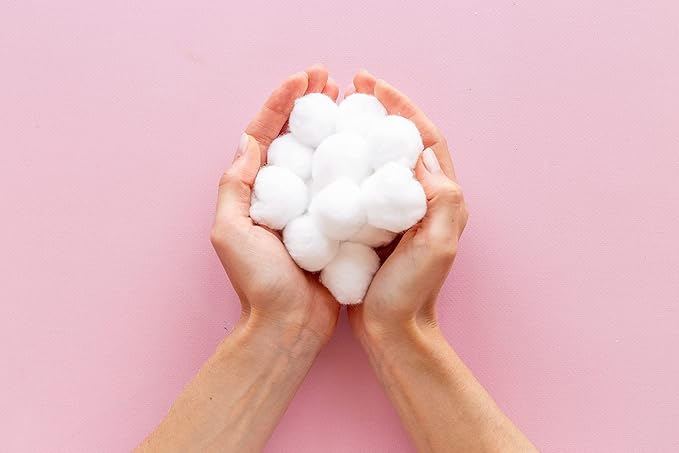 DecorRack 1000 Large Cotton Balls, 100% Pure Cotton, Soft and Absorbent