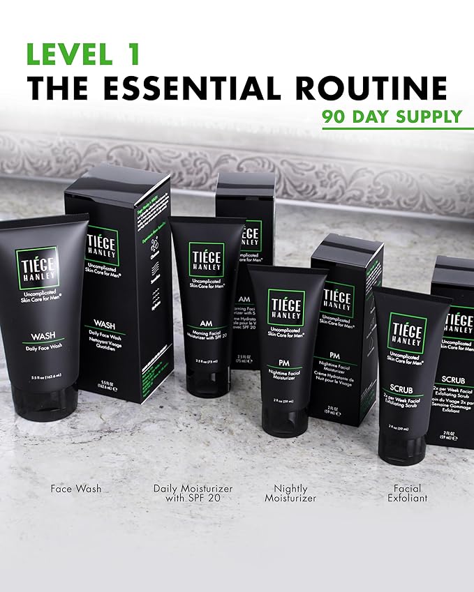 Tiege Hanley Essential Men's Skin Care Set, 90-Day, 4 Piece Kit