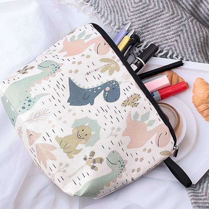 Pebarmnt Cute Animal Lovers Gifts Dinosaur Cosmetic Bag Makeup Pouch with Zipper (dinosaur)