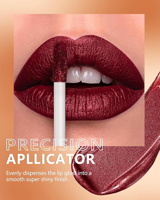 MAKI YIKA Dark Red Lipstick for Women Metallic Red Lipsticks Long Lasting