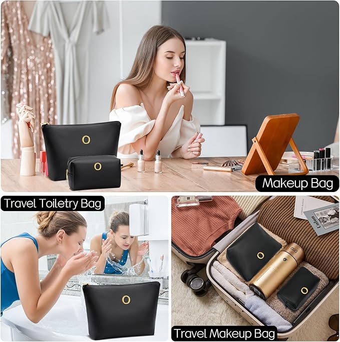 CLOUDWINGS Gifts for Women Girls Personalized Initial Travel Makeup Bag