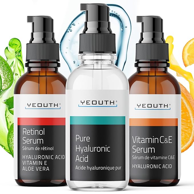 YEOUTH Skincare Set for Appearance of Uneven Skin Tone and Dryness, 3x1oz