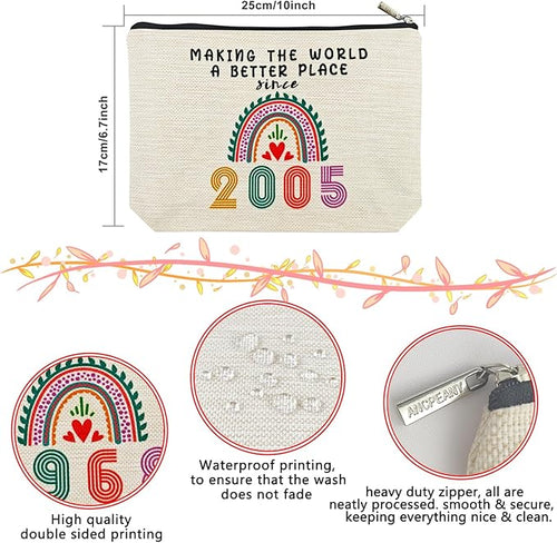 21st Birthday Gifts for Girls Makeup Bags, 2005 Happy 21st Birthday Decorations for Teen Girls, 21 Year Old Girl Birthday Gifts for Daughter, Sister, Granddaughter, Cosmetic Travel Pouch, Christmas