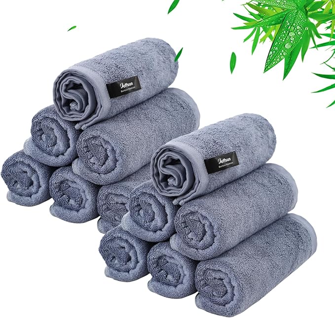 Face Wash Cloths 12 Pack,Reusable Makeup Remover Towel,10''x10'',Slate Blue