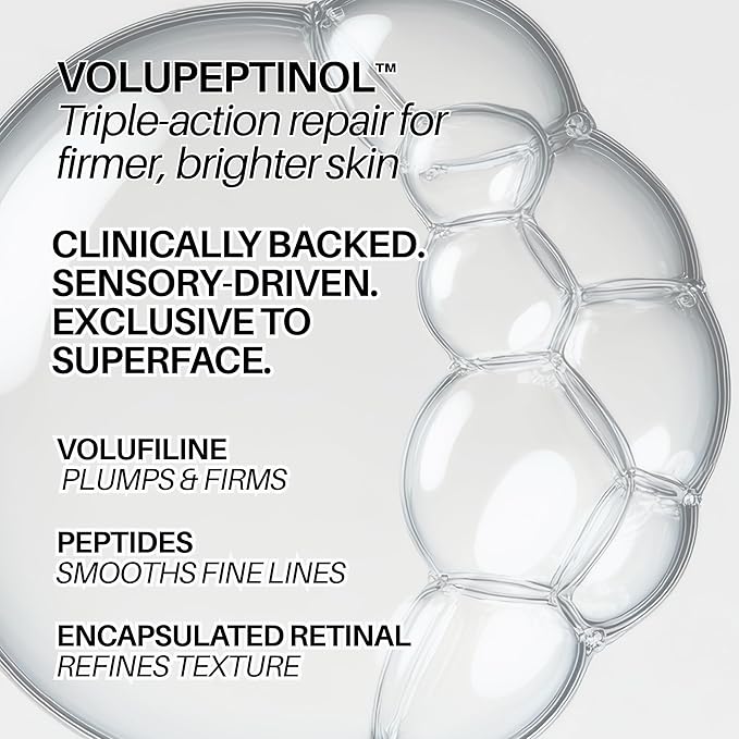 Superface Volupeptinol™ Time-Rewinding Anti Aging Night Cream – Melting Beads Face Cream with Retinal, Peptides, Volufiline & Hyaluronic Acid, Fragrance-Free, 50 ml / 1.7 oz