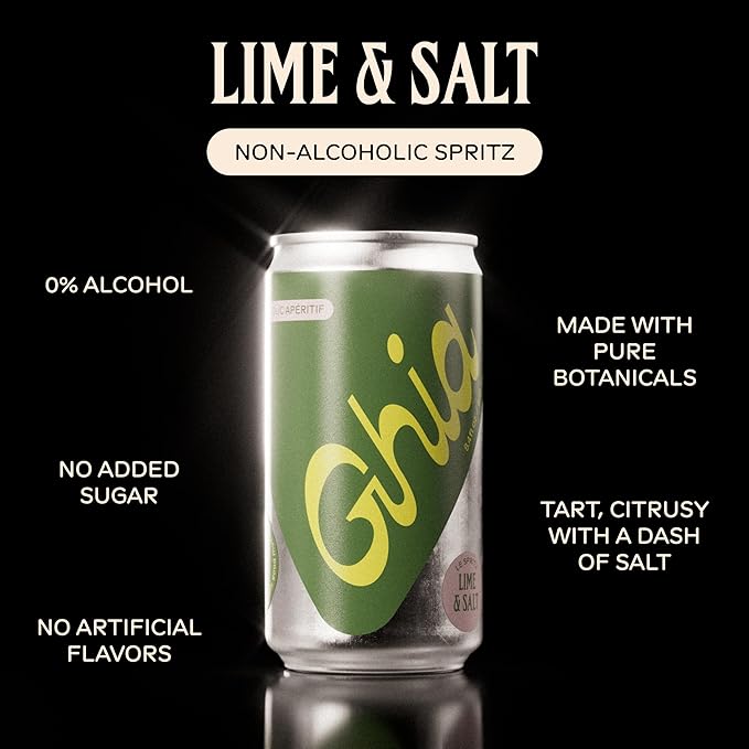 Ghia Le Spritz Non-Alcoholic Lime + Salt 12-Pack, Canned Mocktail Mixer