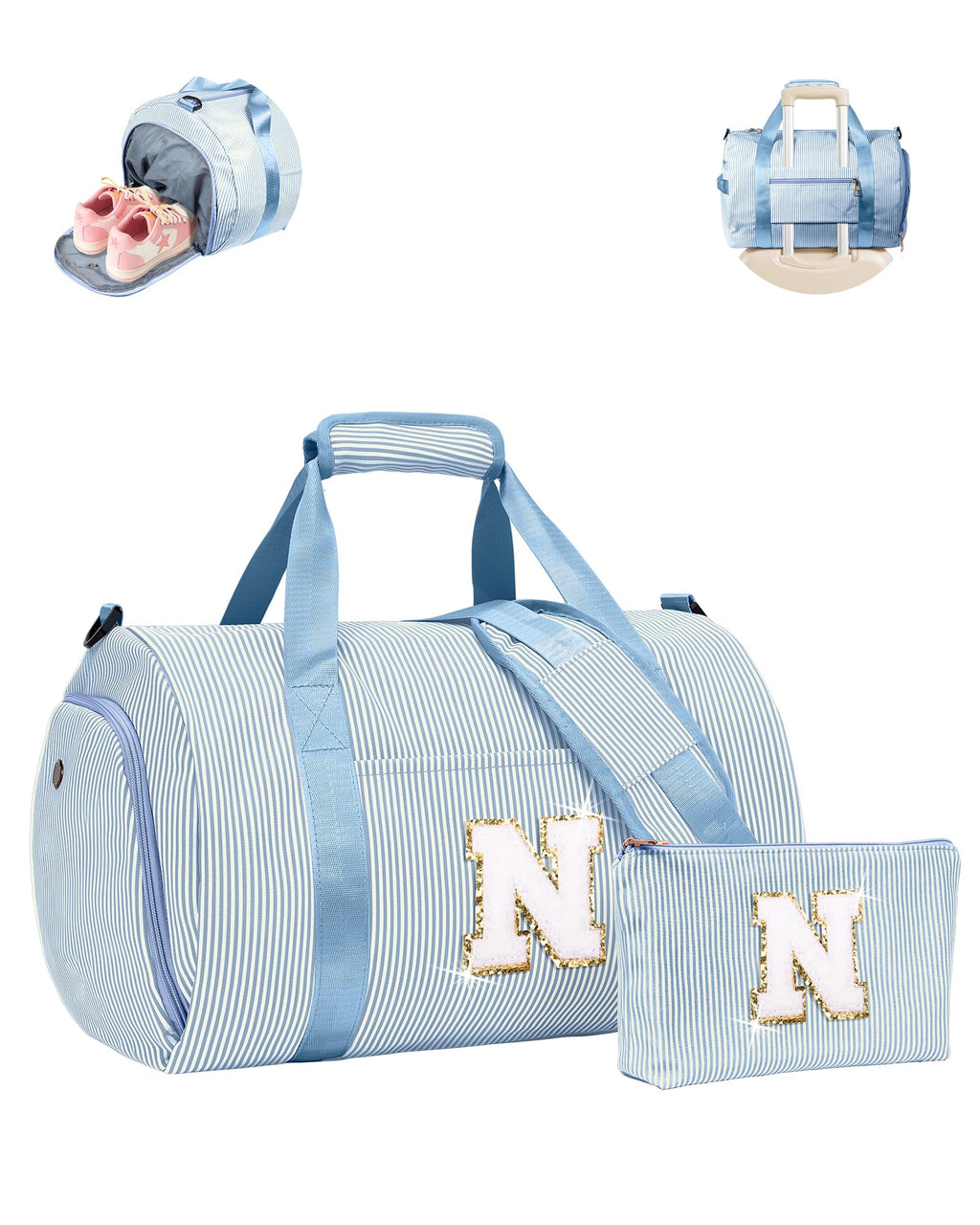 Vogewood Girls Travel Duffle Bag, Toddler Birthday Gift, Initial Duffel Bag
