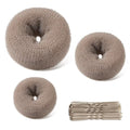 TsMADDTs Hair Bun Set, Tan Brown Hair Donut Bun Maker with U Pins for Dance