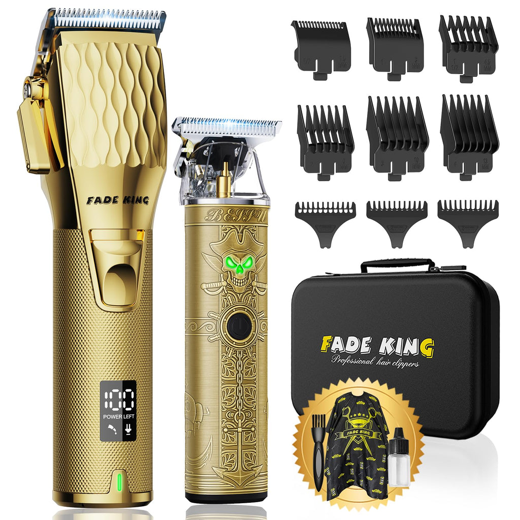 FADEKING® Professional Hair Clippers for Men – Cordless Barber Clippers & Beard Trimmer for Men, Fade Clipper and Trimmer Set for Home & Barber Use, Complete Men's Grooming Kit - Gifts for Men
