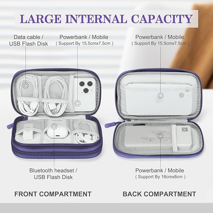 FYY Electronic Organizer, Travel Tech Pouch Bag, Cable Organizer Purple