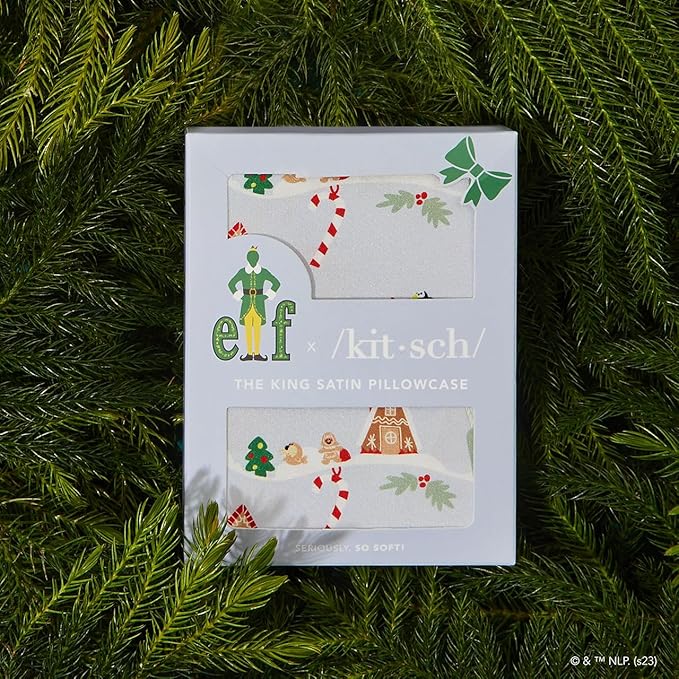 Kitsch x Elf Periwinkle Christmas Satin Pillowcase - King Size 19x36