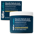 QRxLabs Salicylic & Glycolic Acid Acne Clearing Pads - 2% Salicylic & 10% Glycolic Acid - Exfoliating Pads for Acne, Bacne, Butt Acne, Body Acne - Daily Pads - 50ct