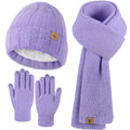 LOROME Winter Beanie Hat Gloves Scarf, Cashmere Hat Gloves Scarf Set Women