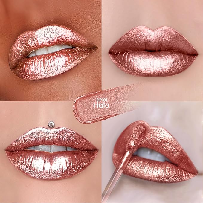 Depuplum Nude Lipsticks for Women Metallic Glitter Long Lasting Lipstick