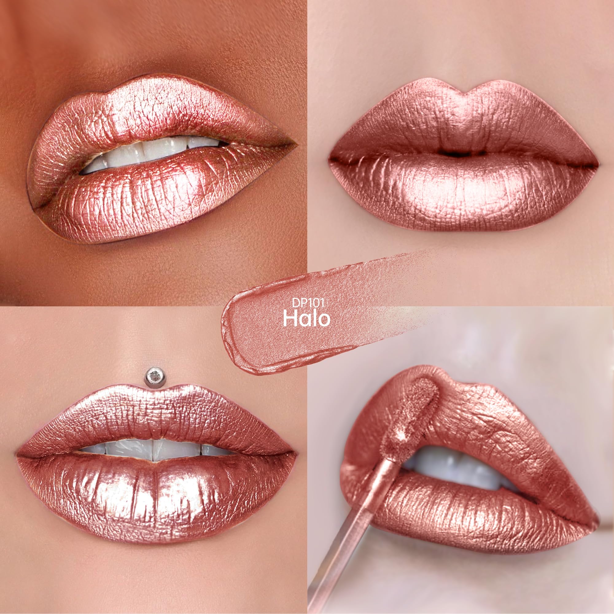 Depuplum 3Pc Lipsticks Set for Women Metallic Lipstick Long Lasting Dark Red Pink Burgundy Lip Gloss, Metal Shine Lightweight Hydrating Full Coverage Lip Color, DP101/104/108