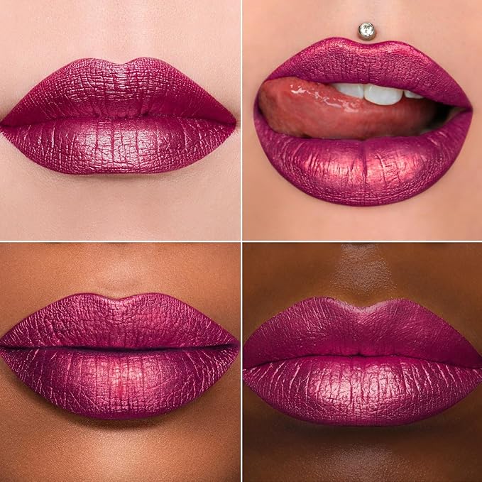 MAKI YIKA 3Pc Metallic Lipstick Long Lasting Hot Pink Red Brown Lipsticks