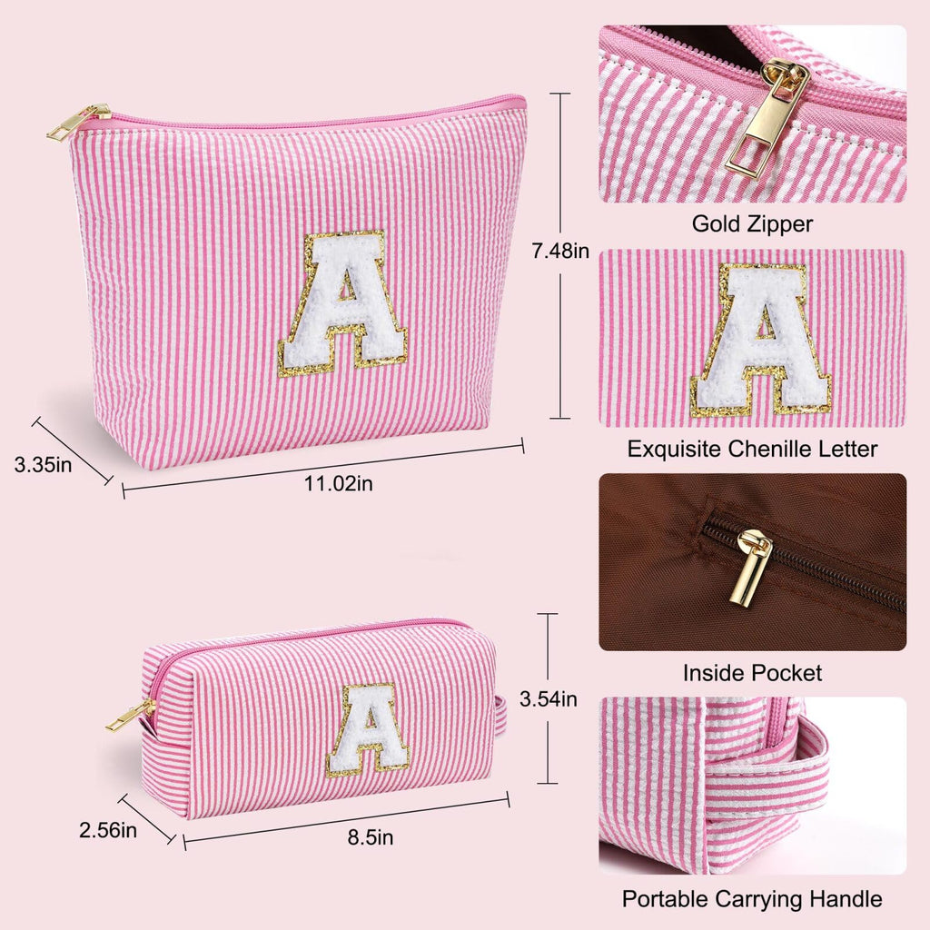 YOOLIFE Cute Gifts Travel Makeup Bag - Pink Makeup Bag Make Up Bags Travel Cosmetic Bags for Women Yoga Picnic Bags Cute Makeup Bag Personalized Best Friend Birthday Gifts for Women Her Monogram V
