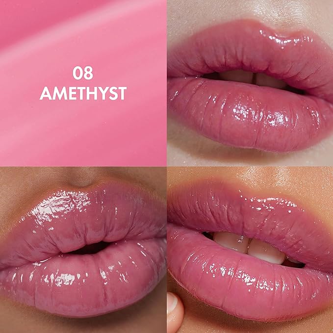Amuse SEOUL Daisy Flower Dew Tint (08 AMETHYST) - Glossy Moisturizing Lip Stain, Watery Glow Lip Tint, Long Lasting Color, Dewy Finish, Vegan, Korean Beauty Makeup