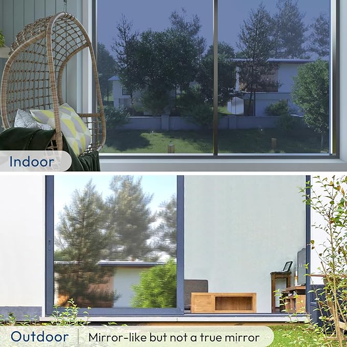 rabbitgoo Window Privacy Film One Way, 35.4" x 78.7", Blue Silver