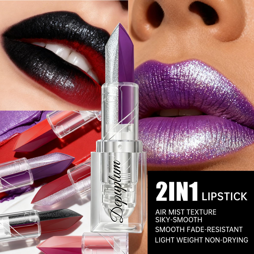 Depuplum Dark Red Matte Lipstick Silver Lipstick Ombre Lips Dual Tone
