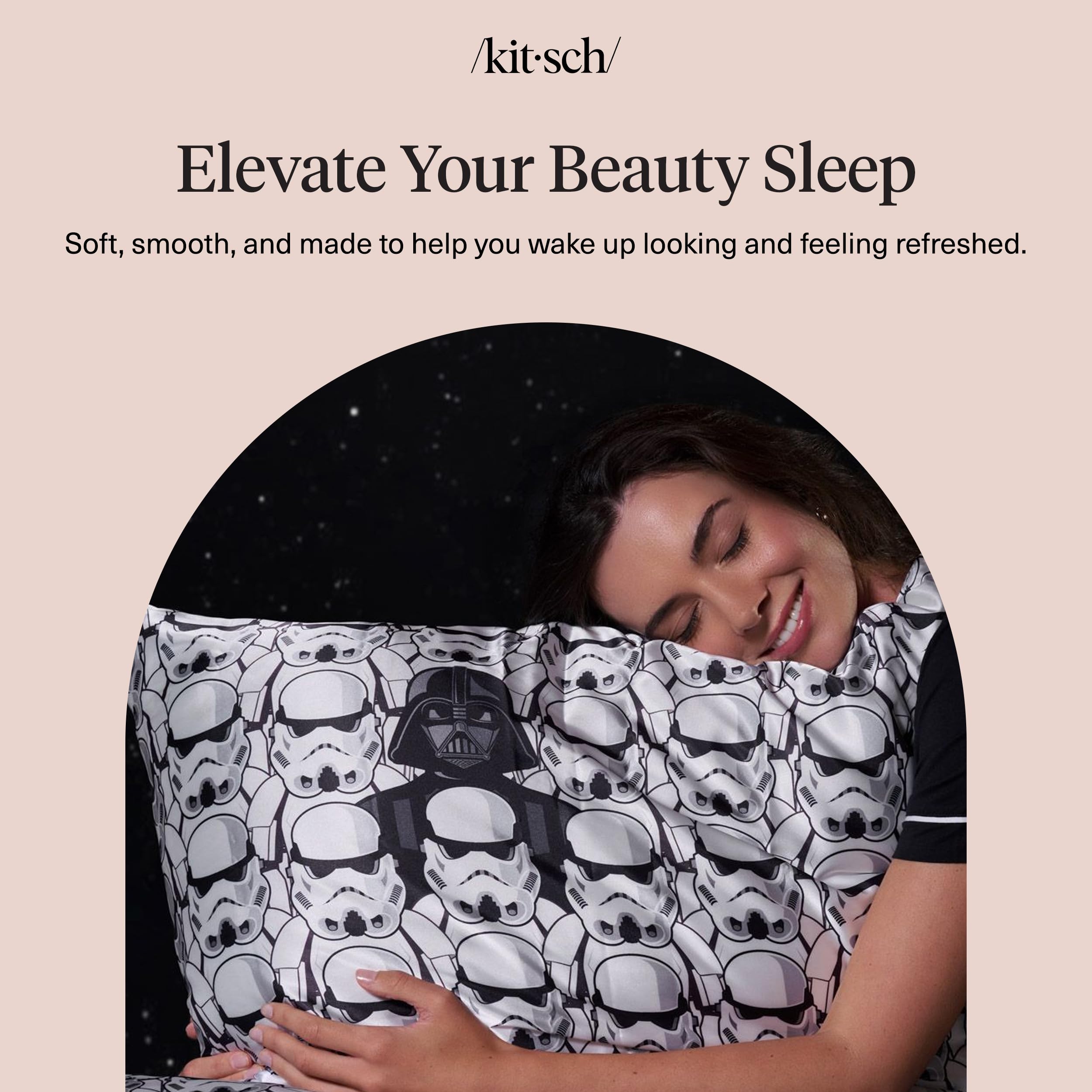 Kitsch x Star Wars Darth Vader Stormtroopers Satin Pillowcase, Size 19x26
