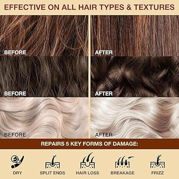 Dewora Keratin Collagen Hair Mask for Dry & Damaged Hair, Deep Conditioning Repair Treatment with Maca Root, Frizz Control & Shine, For All Hair Types, 8.8 fl oz
