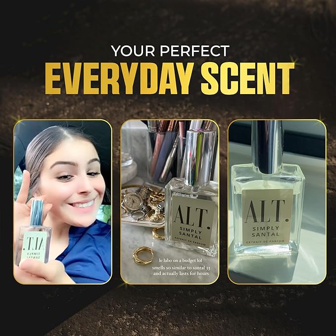 ALT. FRAGRANCES Simply Santal - Inspired by Sant. 33 Perfume, Unisex Perfume, Extrait de Parfum, Long Lasting Fragrance, Sandalwood Leather Scent, 60ml