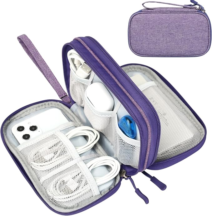 FYY Electronic Organizer, Travel Tech Pouch Bag Cable Organizer Dark Purple
