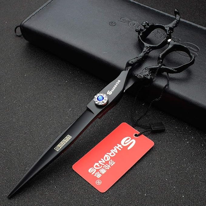 7 inch scissors 19 cm cool black hair scissors stainless steel hair tools