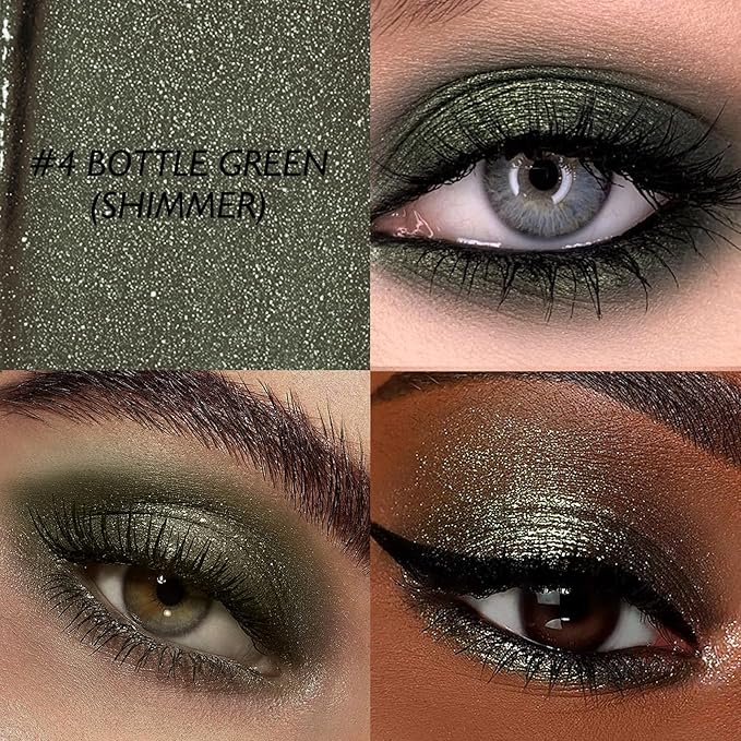 Wugbc Eyeshadow Stick Waterproof Long Wear Cream Eye Shadow Pencil Single Shimmer Glitter Blendable Smokey Eyeshadow Crayon Cream to Powder Highly Pigmented Color Eyeliner Makeup, 4 GREEN