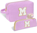 Sernaxi Personalized Initial Makeup Bag Trendy Stuff Corduroy Cosmetic Bag Travel Toiletry Bag, Valentine’s Day Gift Makeup Organizer Case & Makeup Pouch for Women teen Girls Mom Girlfriend Wife