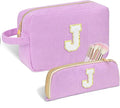 Sernaxi Personalized Initial Makeup Bag Trendy Stuff Corduroy Cosmetic Bag Travel Toiletry Bag, Valentine’s Day Gift Makeup Organizer Case & Makeup Pouch for Women teen Girls Mom Girlfriend Wife
